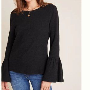 NWOT anthropologie black top w/bell sleeves XS